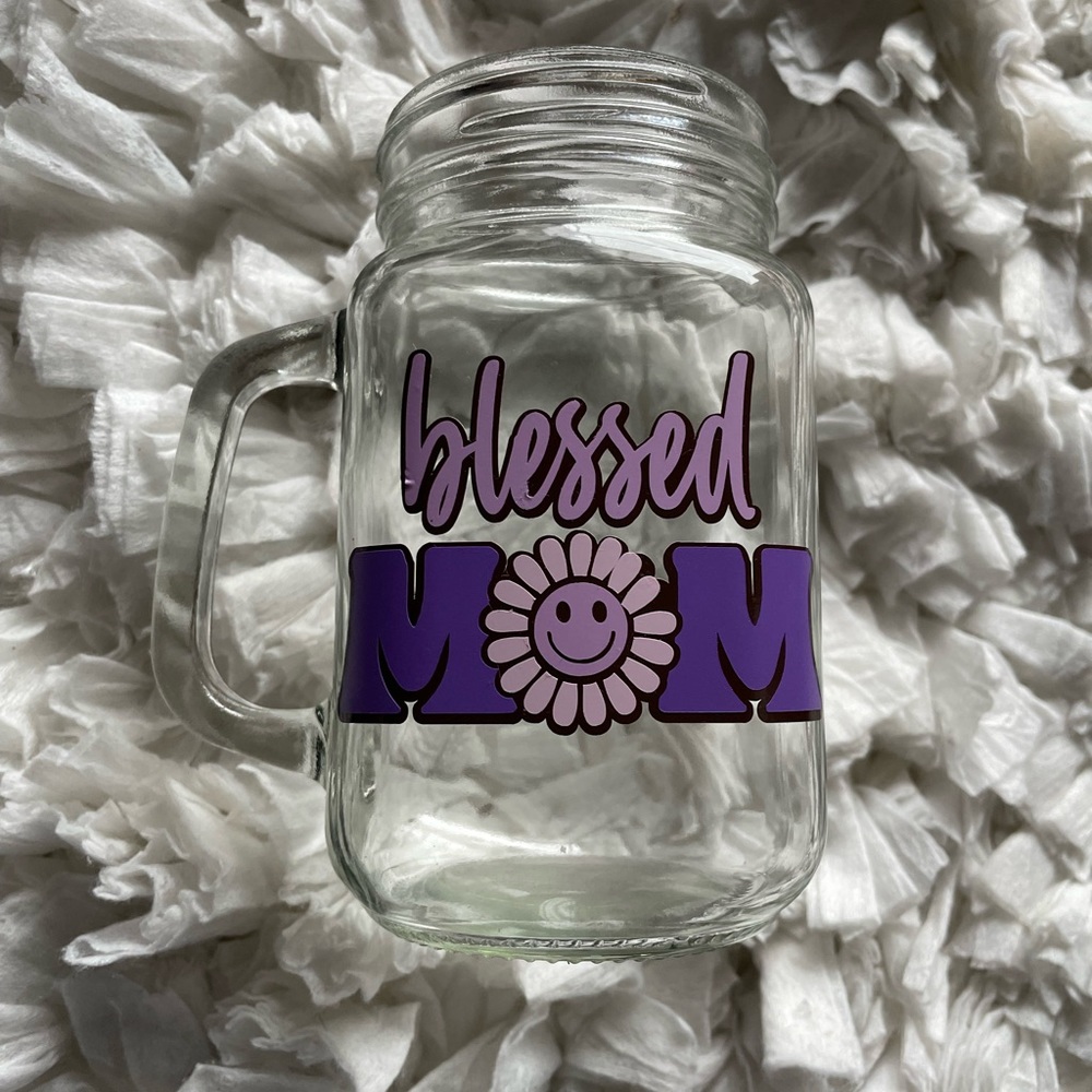 Blessed mom Glass cup/jar